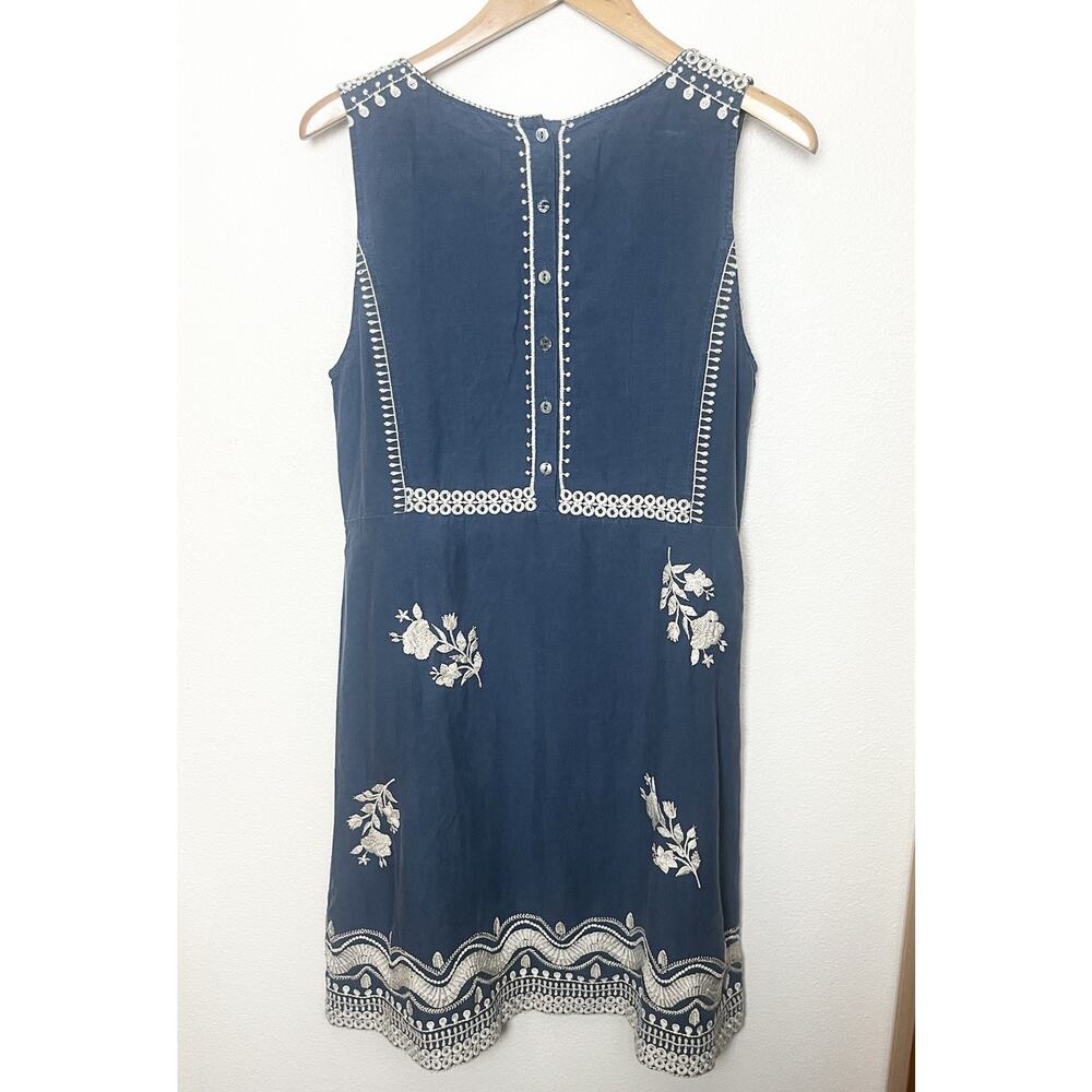 Johnny Was Briar Tank Dress Embroidered Floral Sz Small Blue Boho Cottagecore - Picture 4 of 9